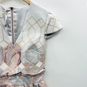 Ted Baker London Women's Ingrida Sea of Clouds Tulip Dress in Silver/Gray